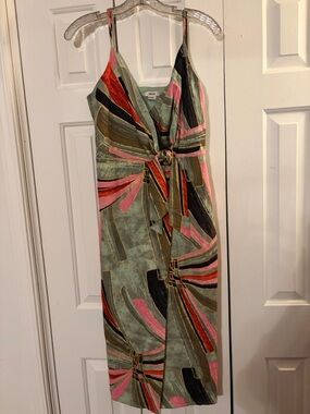 Jason Wu Multicolor Graphic Print Midi Dress (Green, Pink, Black, Gold)